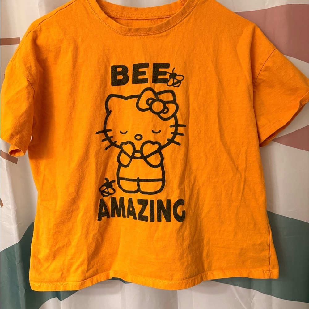 Orange Hello Kitty Shirt with Cute Graphic